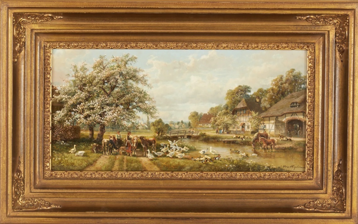 Hubert Kaplan - Vor dem Bauernhof im Frühling